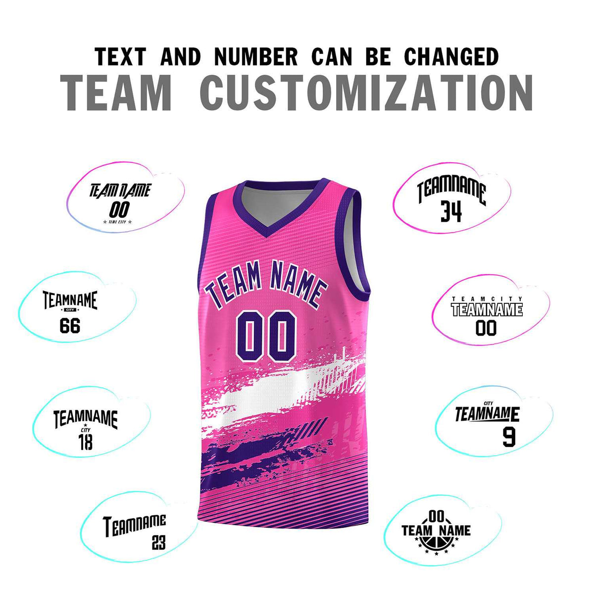 Custom Pink White and Purple Graffiti Pattern Sports Uniform Basketball Jersey|KXKSHOP