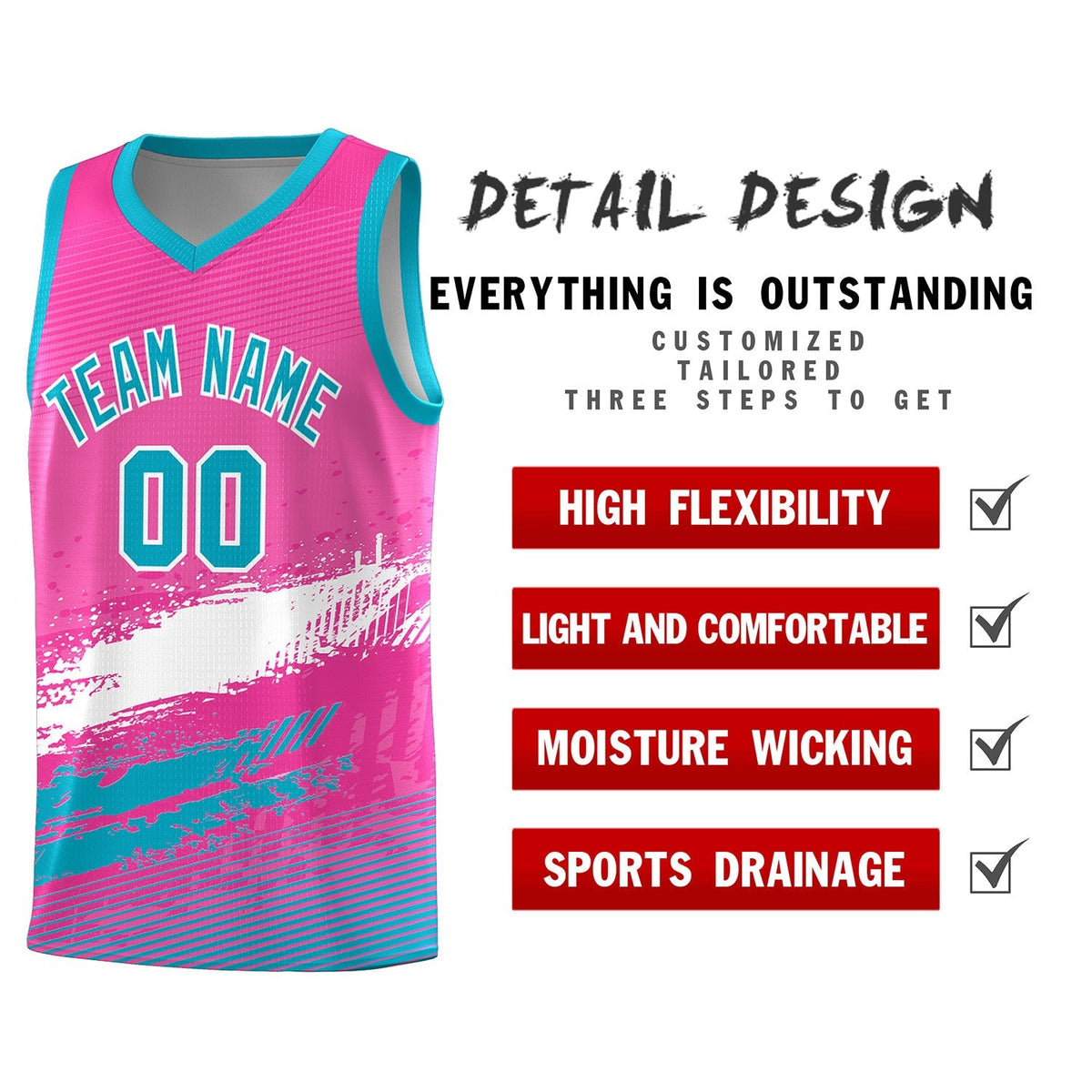 Custom Pink White and Sky Blue Graffiti Pattern Sports Uniform Basketball Jersey|KXKSHOP