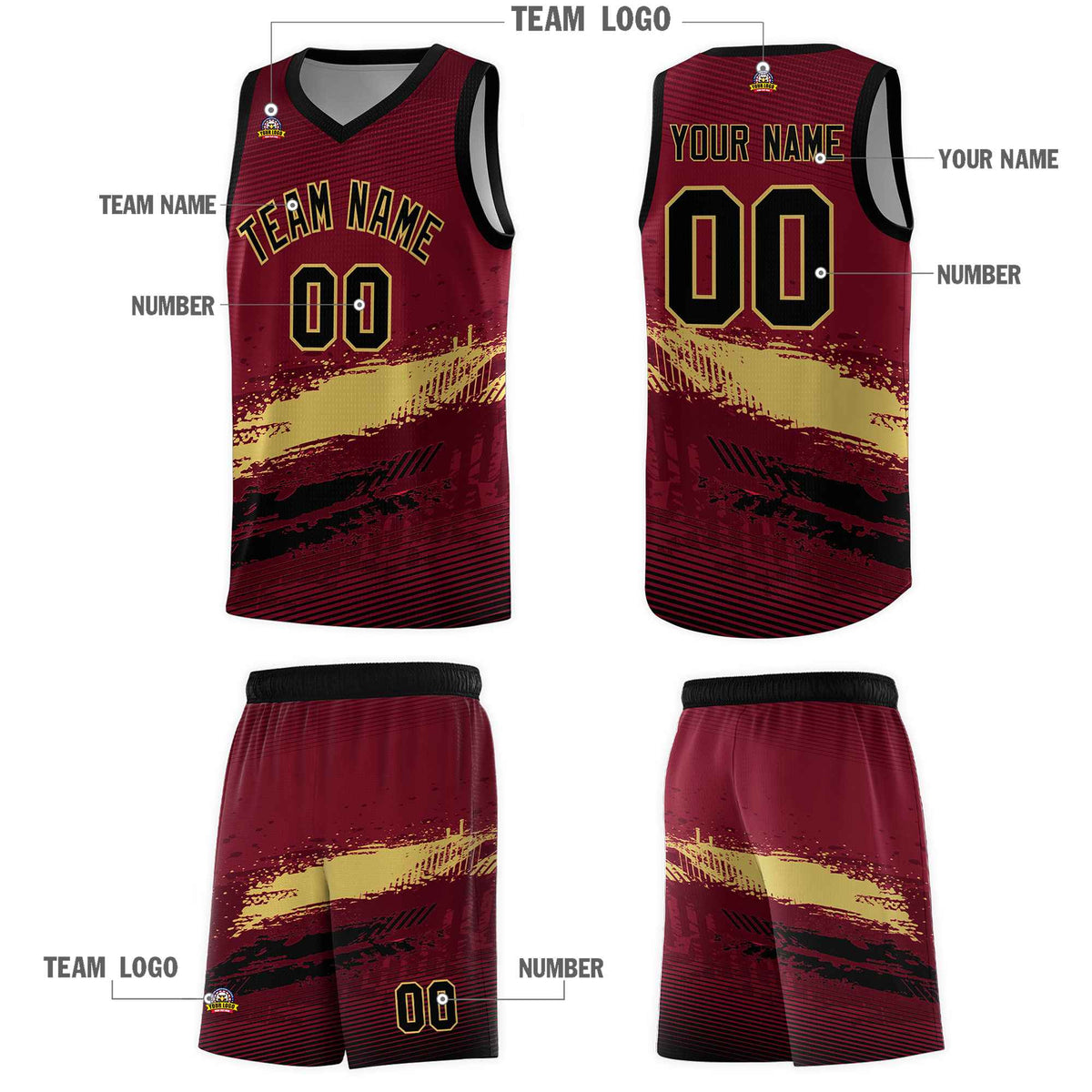 Custom Crimson Khaki and Black Graffiti Pattern Sports Uniform Basketball Jersey|KXKSHOP