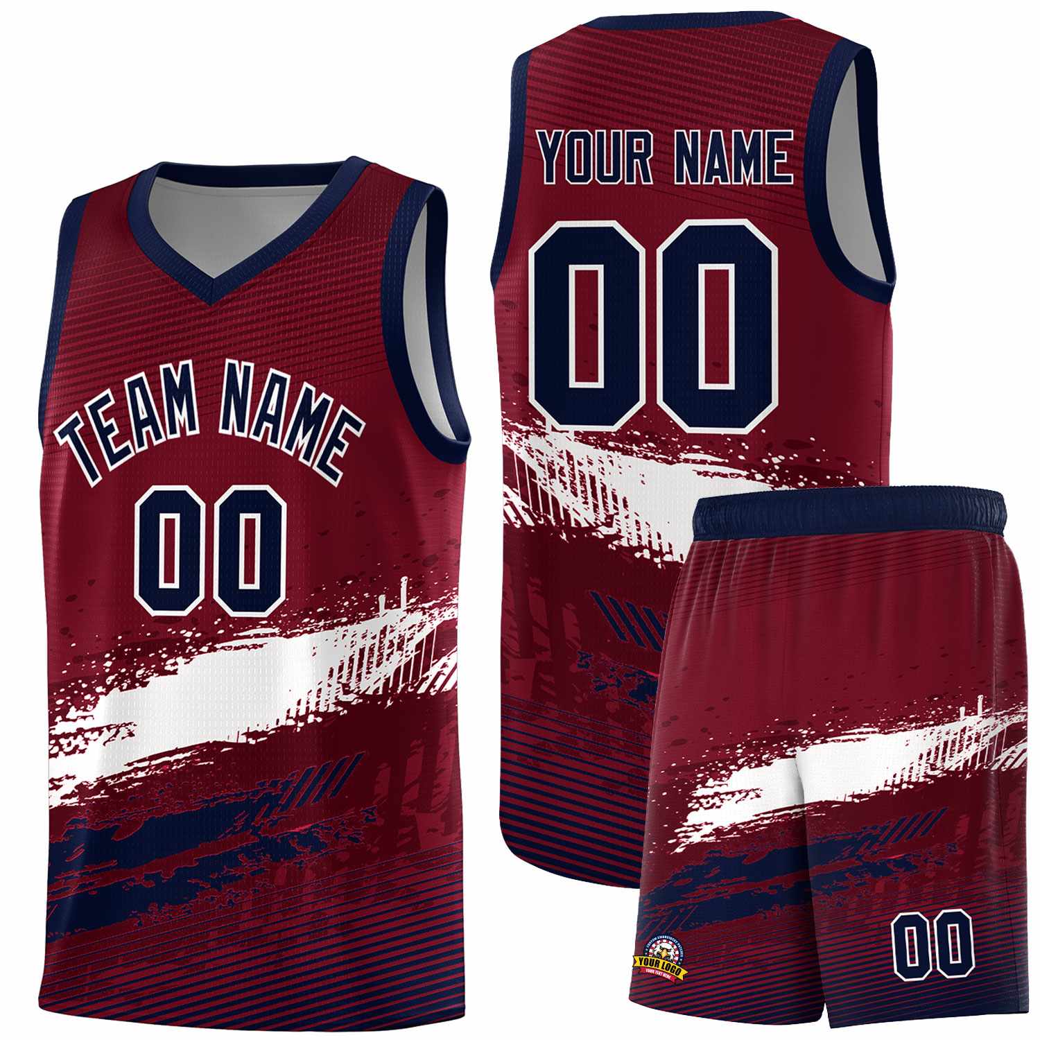 Custom Crimson White and Navy Graffiti Pattern Sports Uniform Basketball Jersey|KXKSHOP