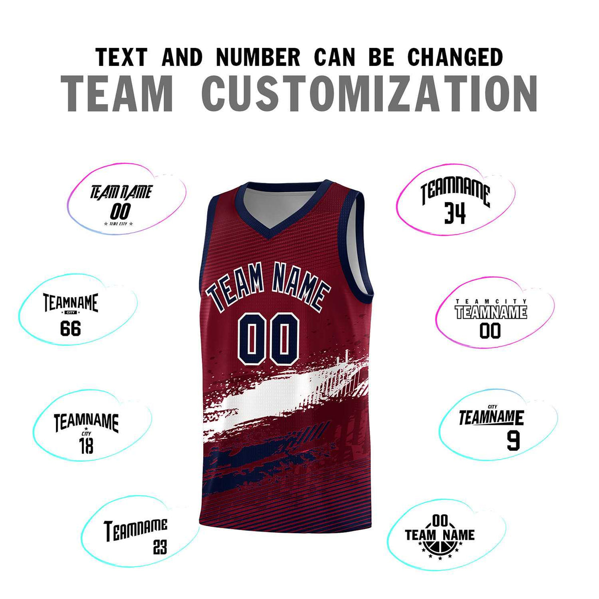 Custom Crimson White and Navy Graffiti Pattern Sports Uniform Basketball Jersey|KXKSHOP