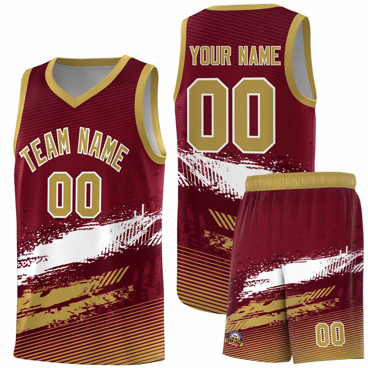 Custom Crimson White and Khaki Graffiti Pattern Sports Uniform Basketball Jersey|KXKSHOP
