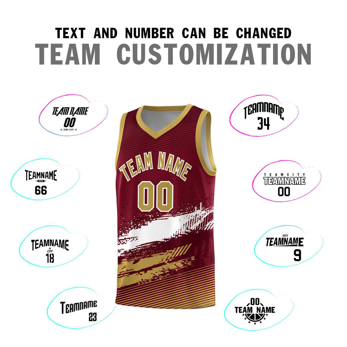 Custom Crimson White and Khaki Graffiti Pattern Sports Uniform Basketball Jersey|KXKSHOP