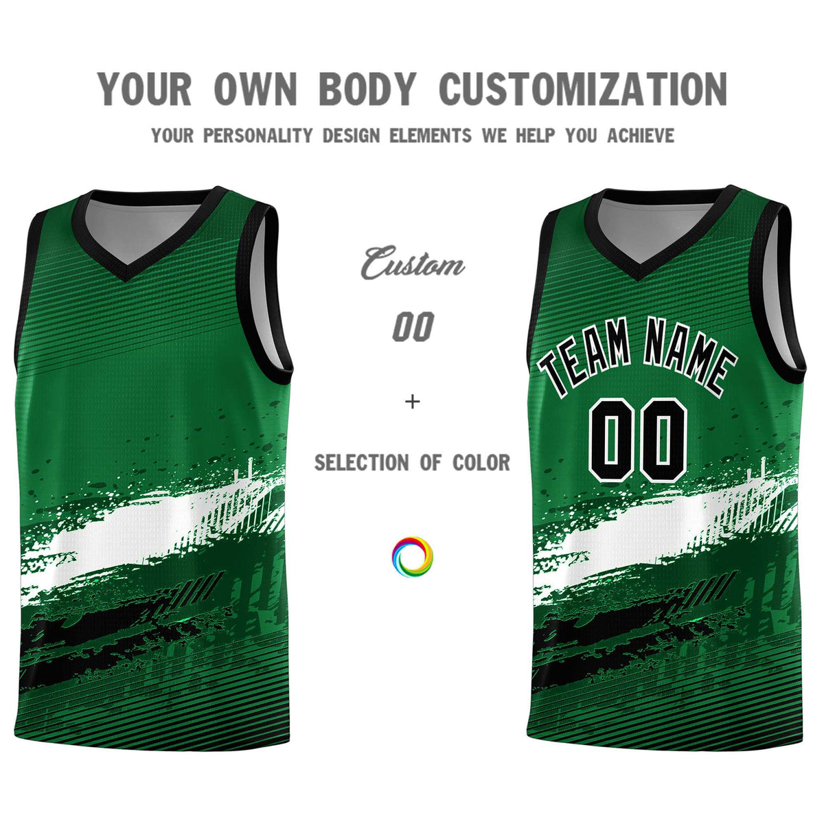 Custom Kelly Green White and Black Graffiti Pattern Sports Uniform Basketball Jersey|KXKSHOP