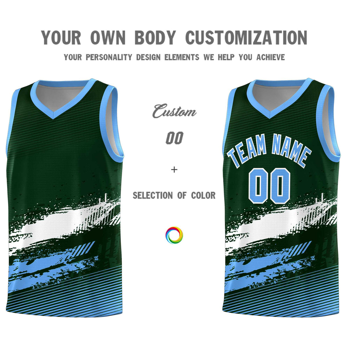 Custom Green White and Powder Blue Graffiti Pattern Sports Uniform Basketball Jersey|KXKSHOP