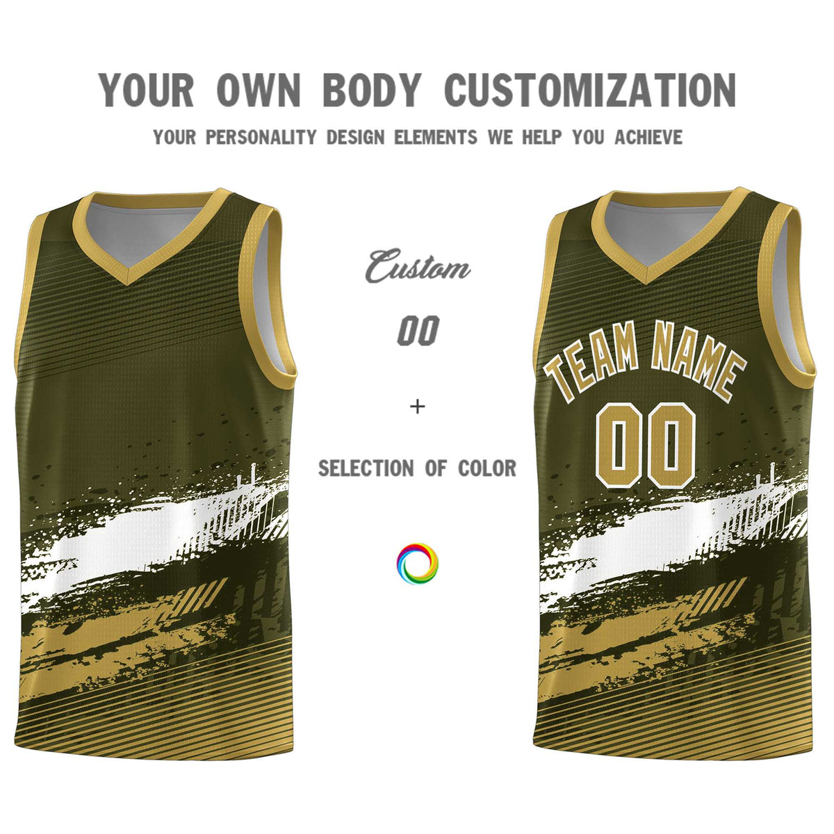 Custom Olive White and Khaki Graffiti Pattern Sports Uniform Basketball Jersey|KXKSHOP