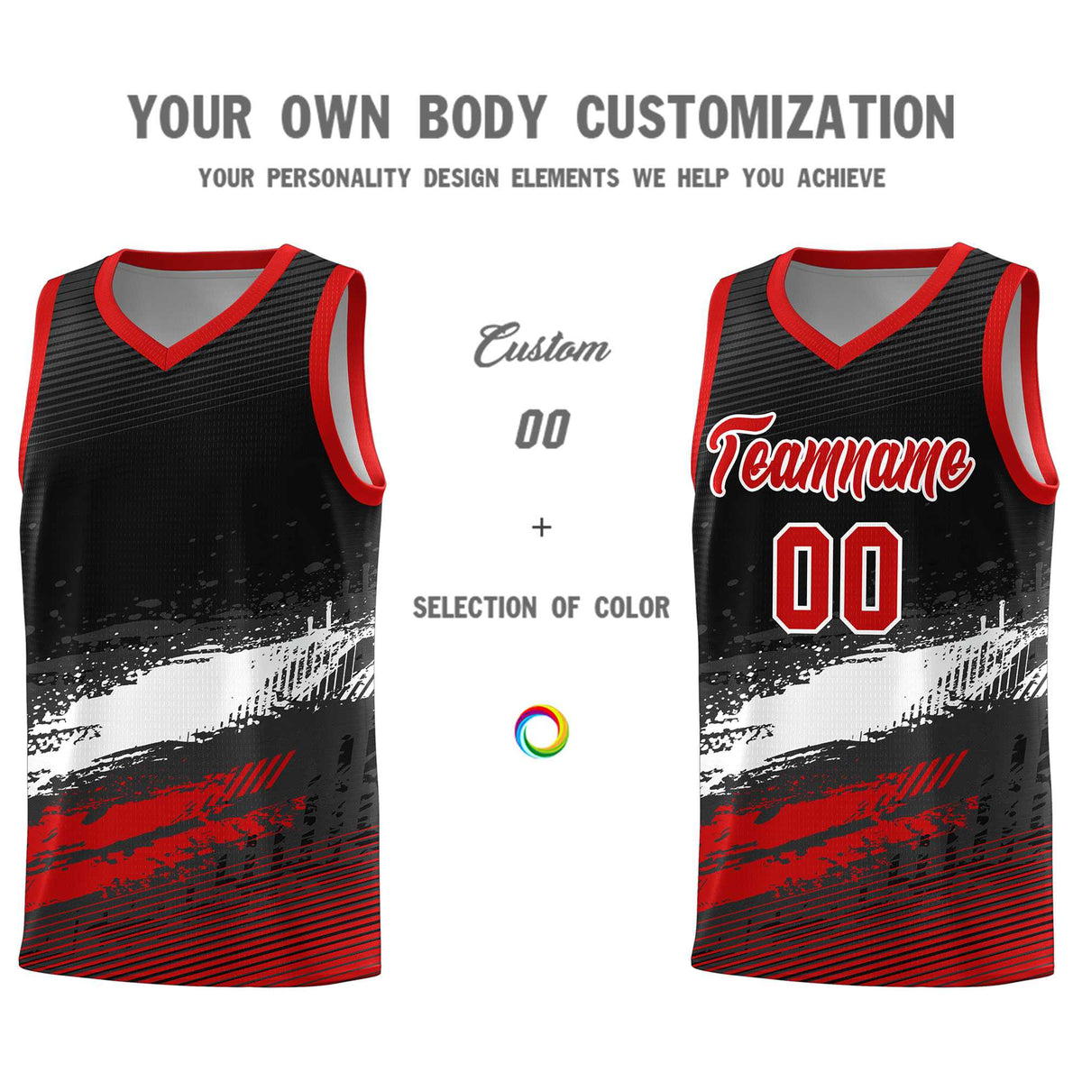 Custom Black White and Red Graffiti Pattern Sports Uniform Basketball Jersey|KXKSHOP
