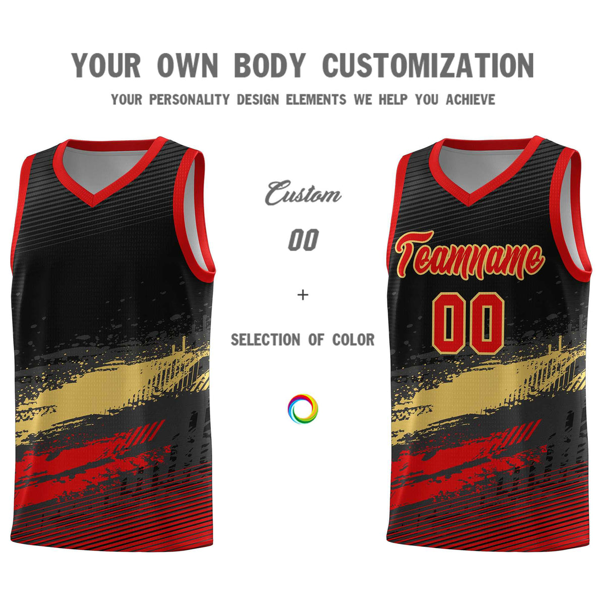 Custom Black Khaki and Red Graffiti Pattern Sports Uniform Basketball Jersey|KXKSHOP