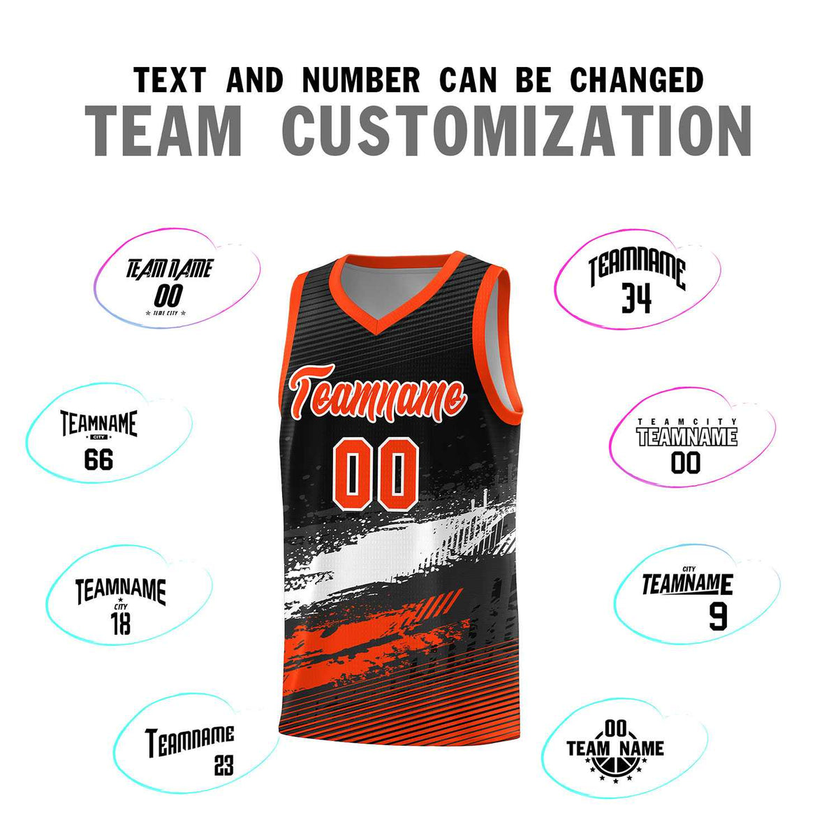 Custom Black White and Orange Graffiti Pattern Sports Uniform Basketball Jersey|KXKSHOP