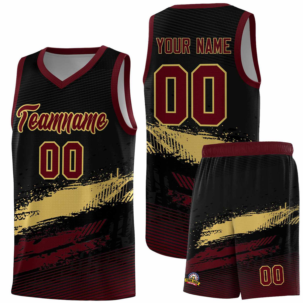 Custom Black Khaki and Red Graffiti Pattern Sports Uniform Basketball Jersey|KXKSHOP