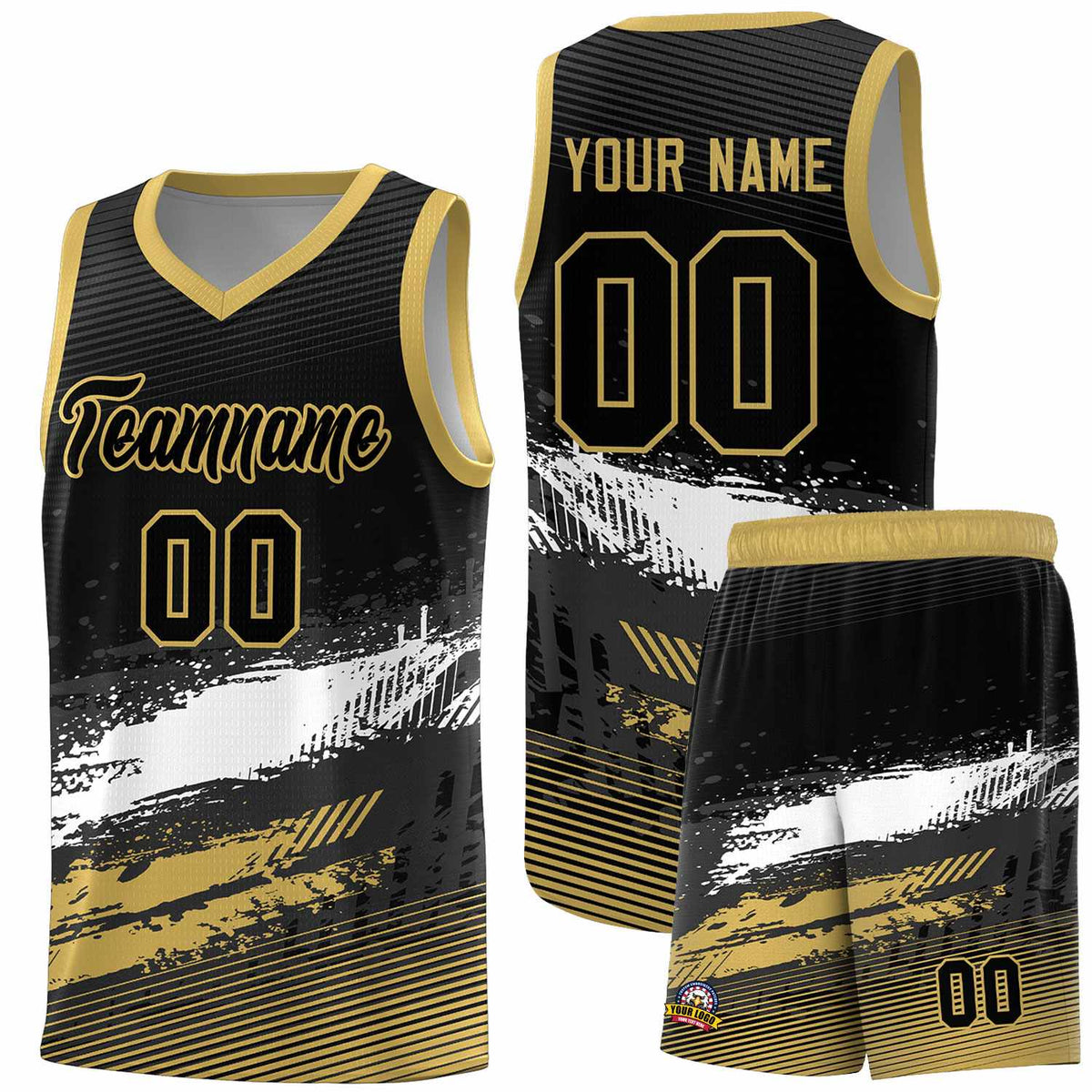 Custom Black White and Khaki Graffiti Pattern Sports Uniform Basketball Jersey|KXKSHOP