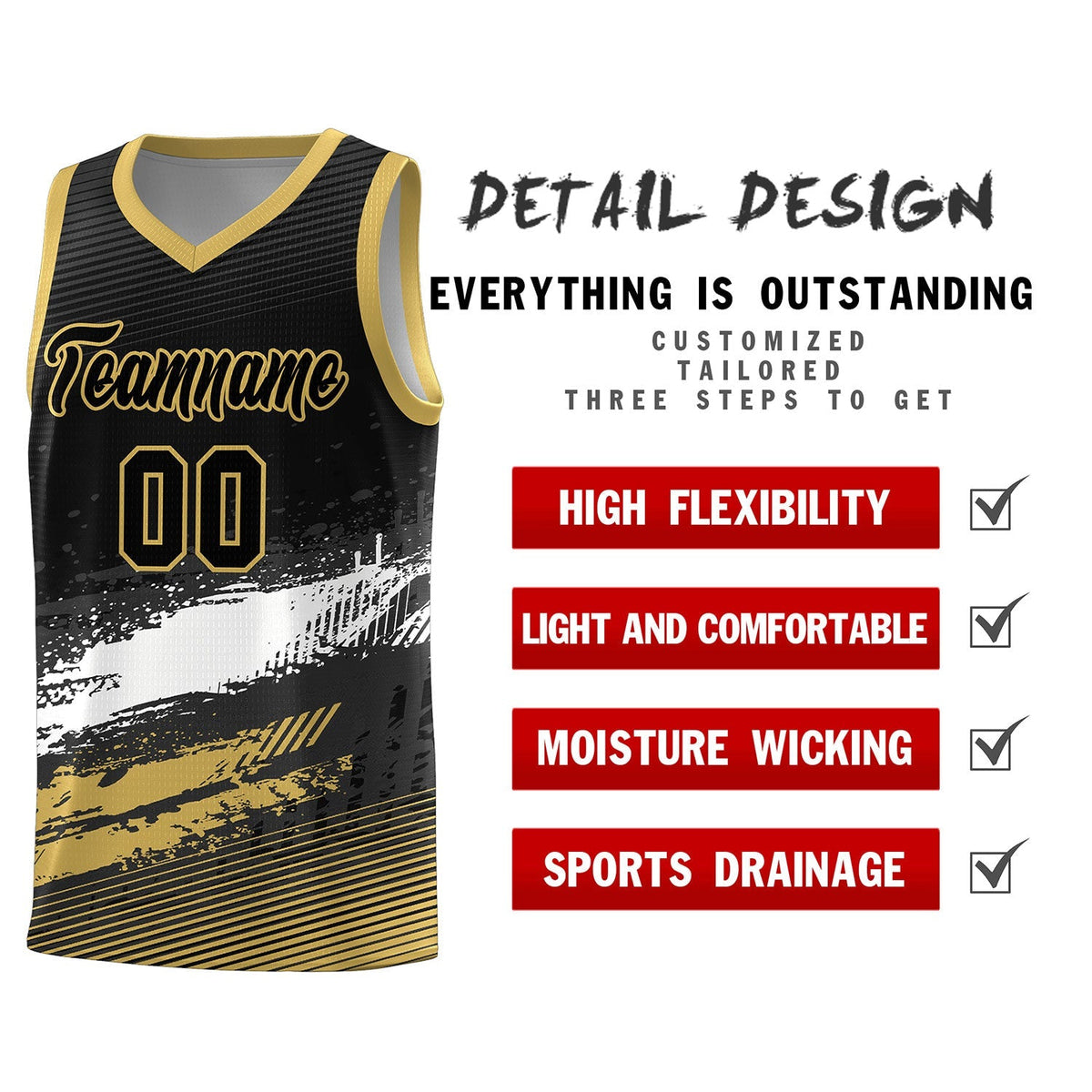 Custom Black White and Khaki Graffiti Pattern Sports Uniform Basketball Jersey|KXKSHOP