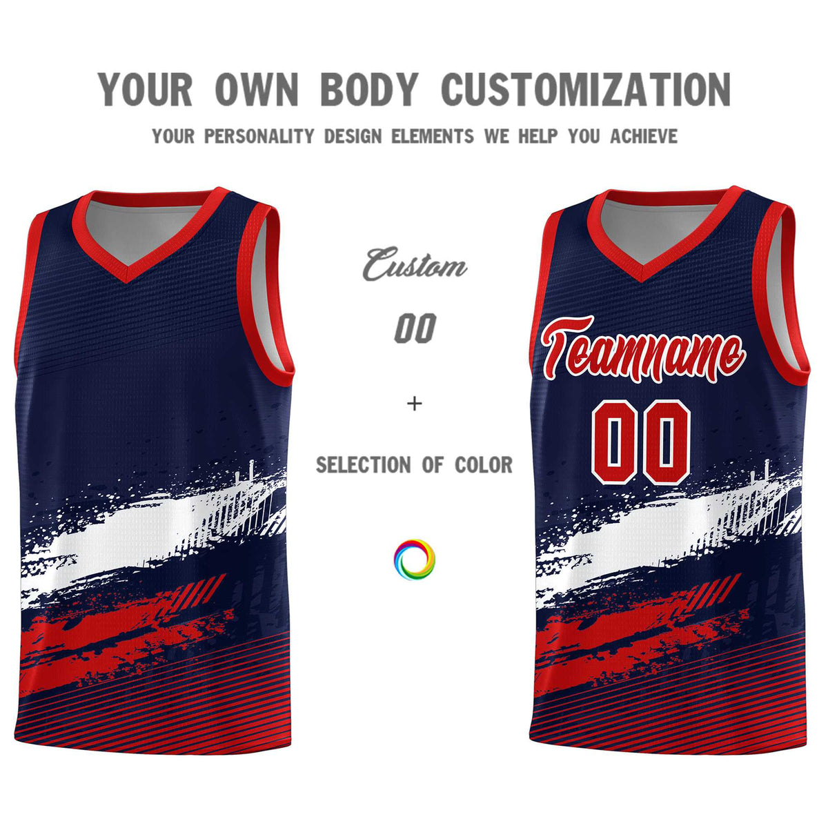 Custom Navy White and Red Graffiti Pattern Sports Uniform Basketball Jersey|KXKSHOP