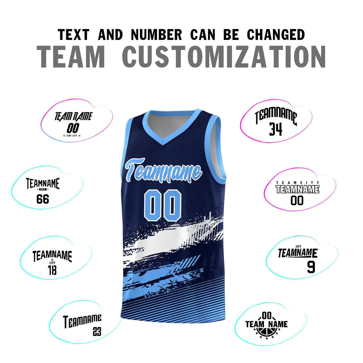 Custom Navy White and Powder Blue Graffiti Pattern Sports Uniform Basketball Jersey|KXKSHOP