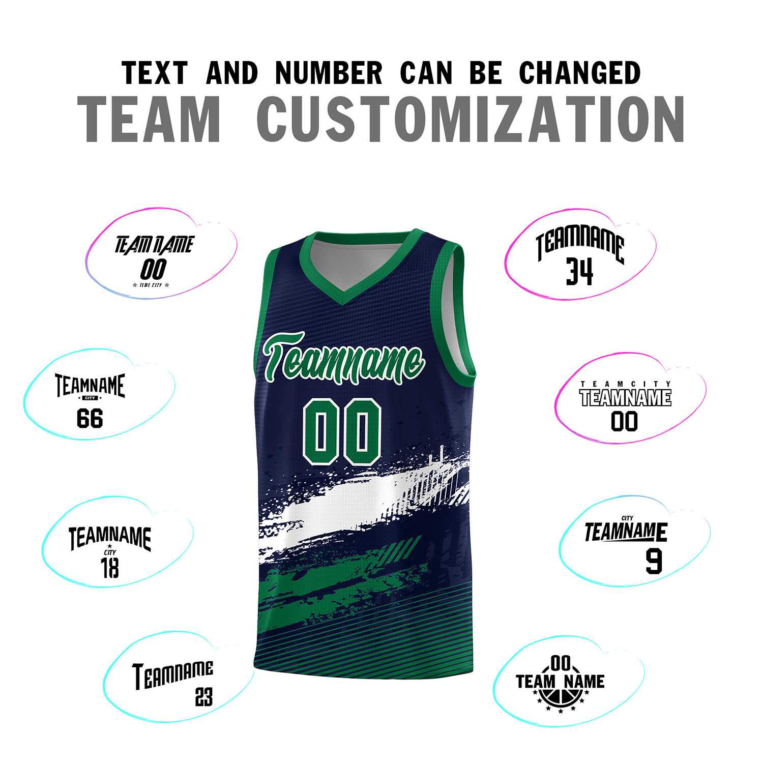 Custom Navy White and Kelly Green Graffiti Pattern Sports Uniform Basketball Jersey|KXKSHOP