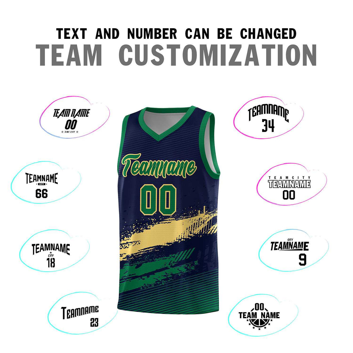 Custom Navy Khaki and Kelly Green Graffiti Pattern Sports Uniform Basketball Jersey|KXKSHOP