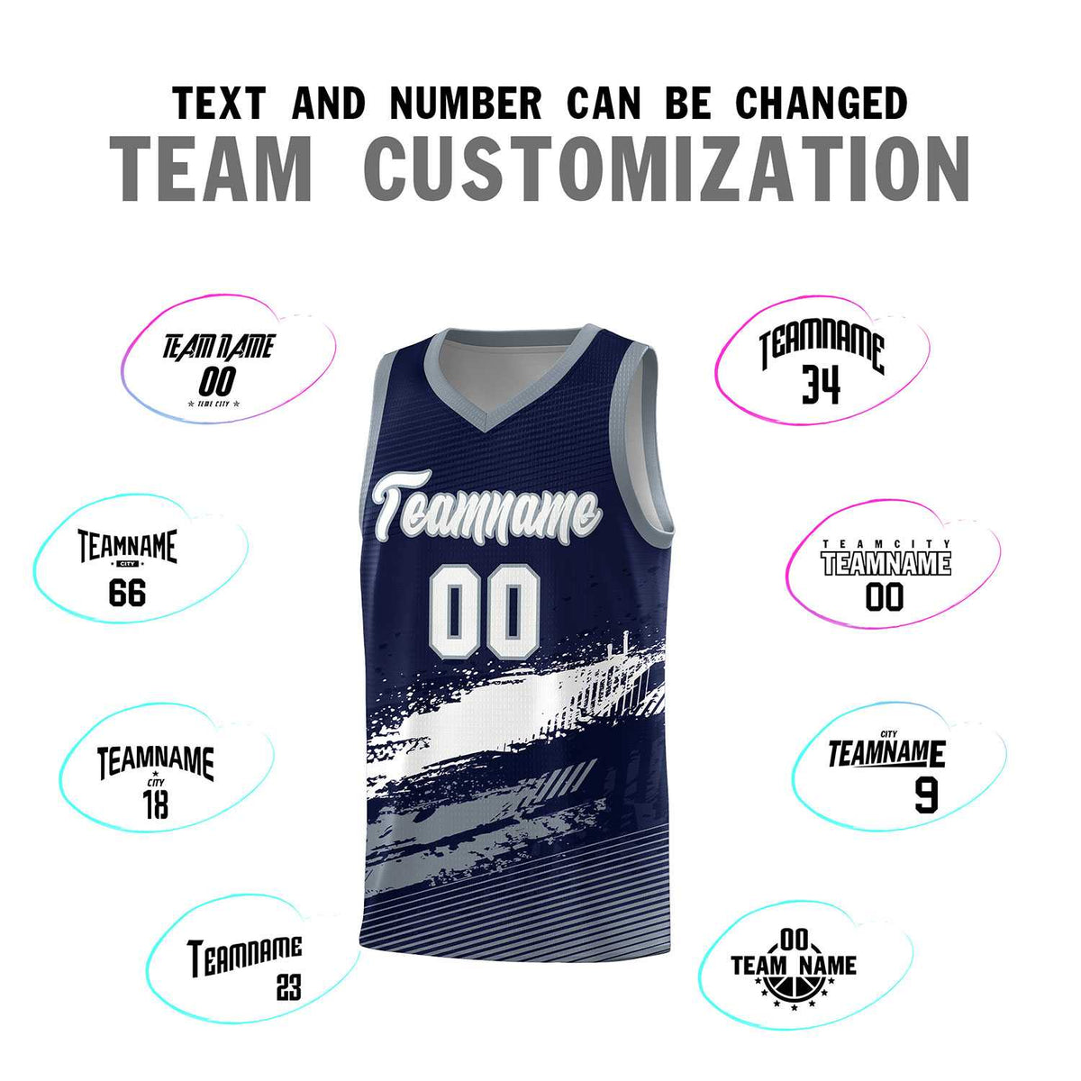Custom Navy White and Gray Graffiti Pattern Sports Uniform Basketball Jersey|KXKSHOP