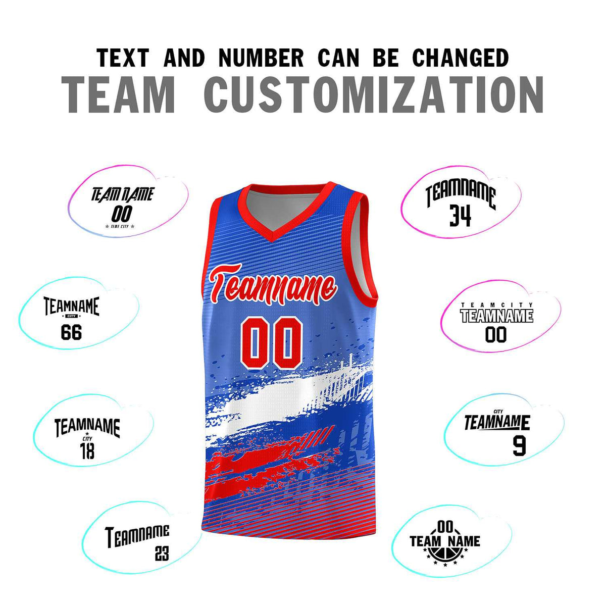 Custom Royal White and Red Graffiti Pattern Sports Uniform Basketball Jersey|KXKSHOP