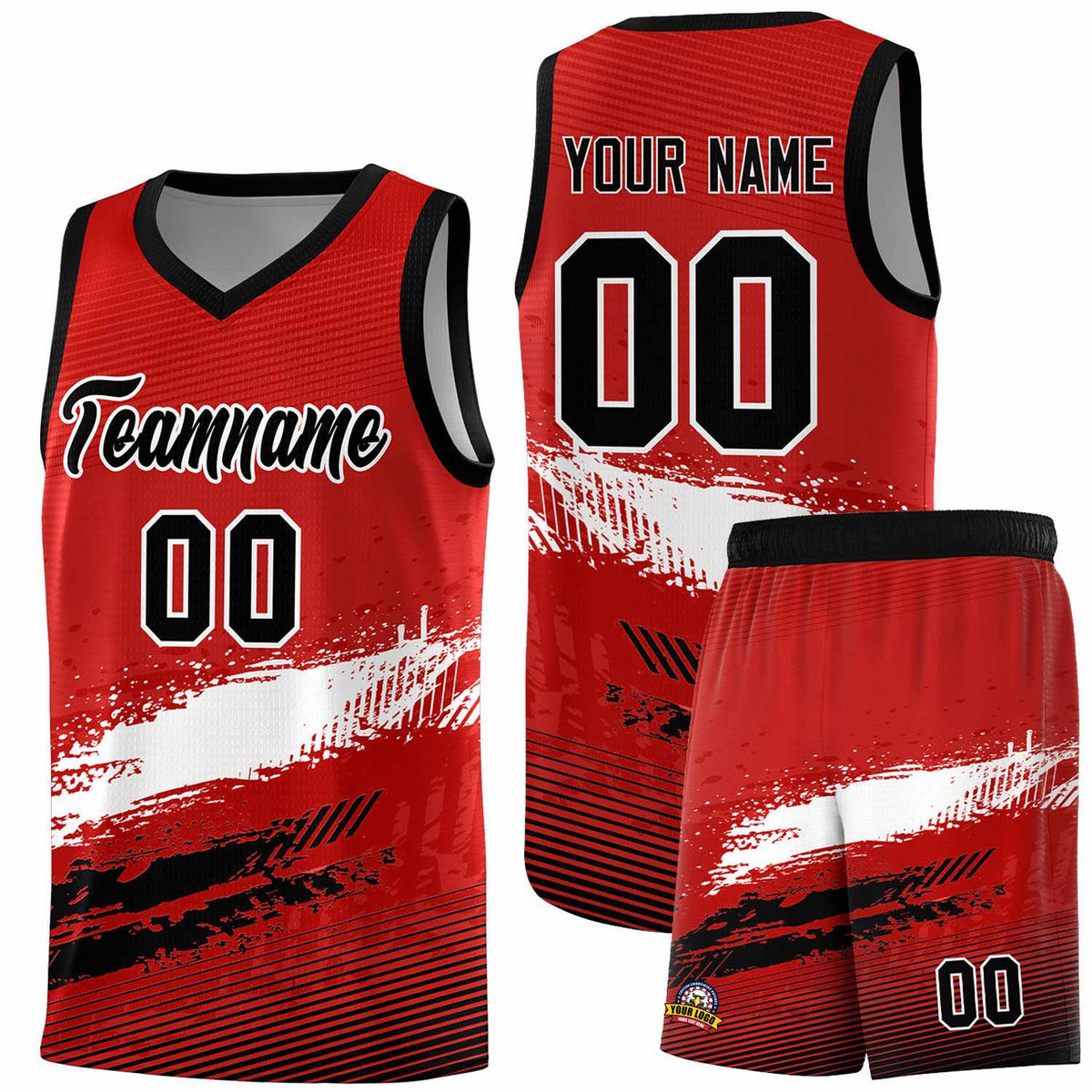 Custom Red White and Black Graffiti Pattern Sports Uniform Basketball Jersey|KXKSHOP