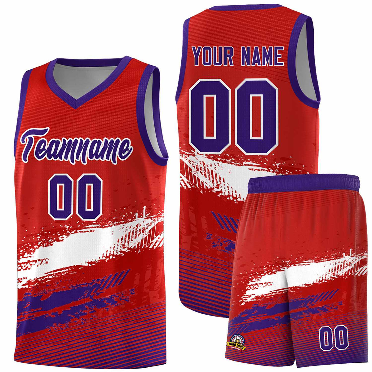 Custom Red White and Purple Graffiti Pattern Sports Uniform Basketball Jersey|KXKSHOP