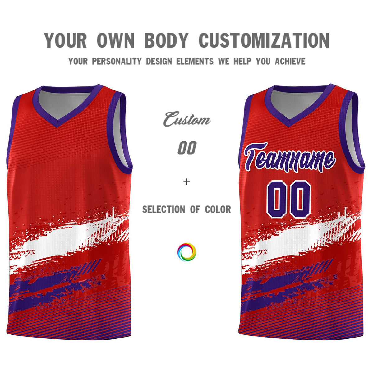 Custom Red White and Purple Graffiti Pattern Sports Uniform Basketball Jersey|KXKSHOP