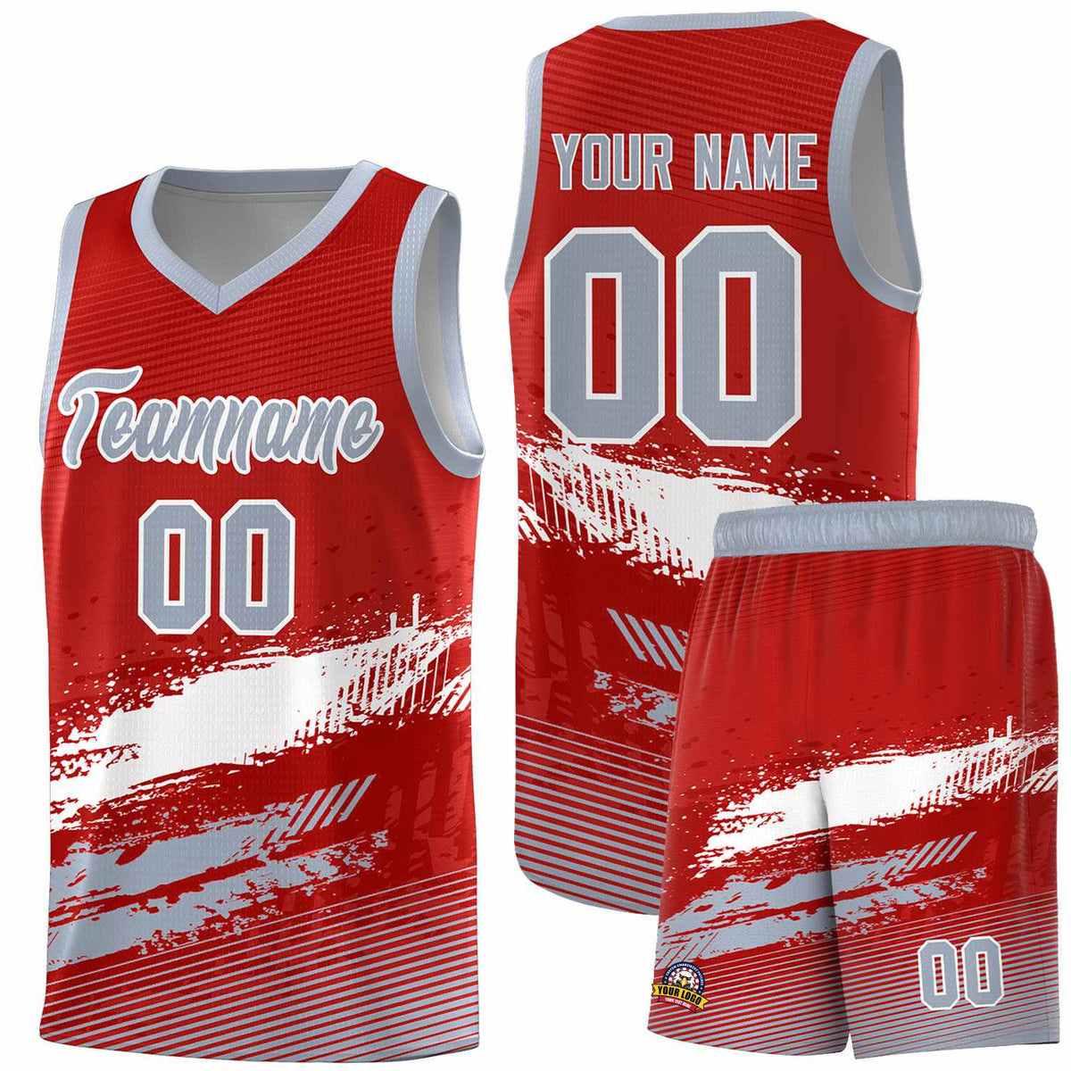 Custom Red White and Gray Graffiti Pattern Sports Uniform Basketball Jersey|KXKSHOP