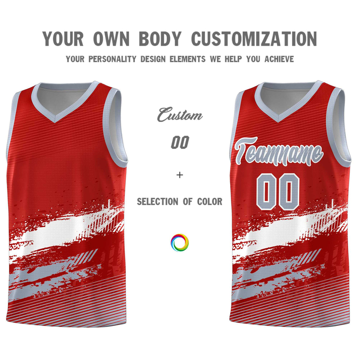 Custom Red White and Gray Graffiti Pattern Sports Uniform Basketball Jersey|KXKSHOP