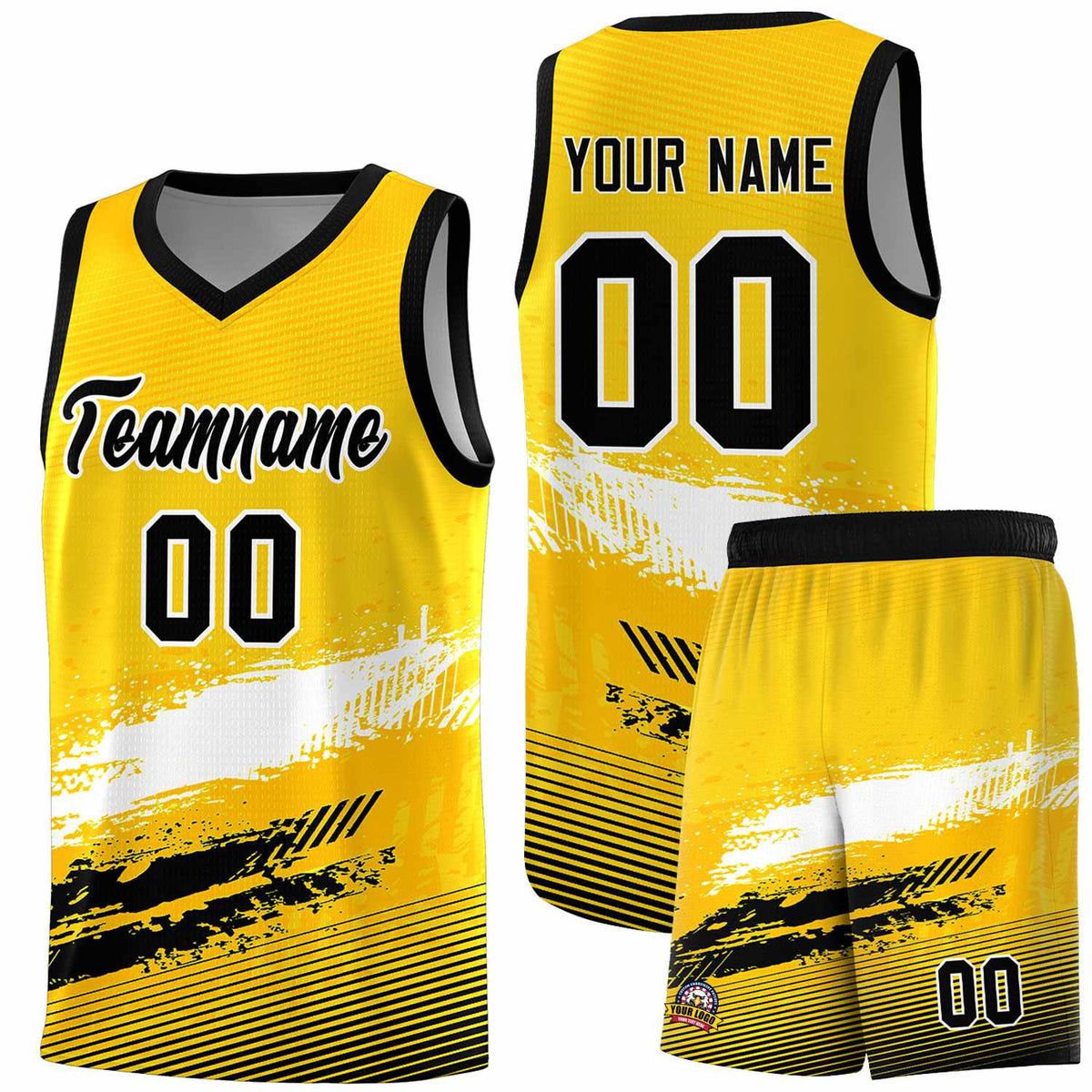 Custom Yellow White and Black Graffiti Pattern Sports Uniform Basketball Jersey|KXKSHOP