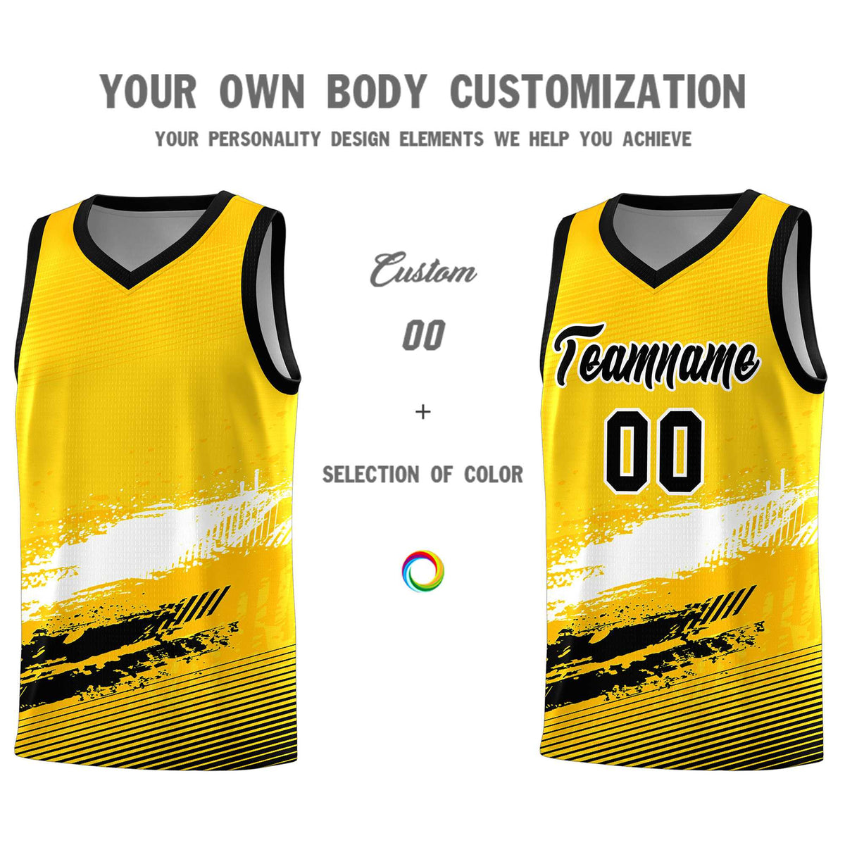 Custom Yellow White and Black Graffiti Pattern Sports Uniform Basketball Jersey|KXKSHOP