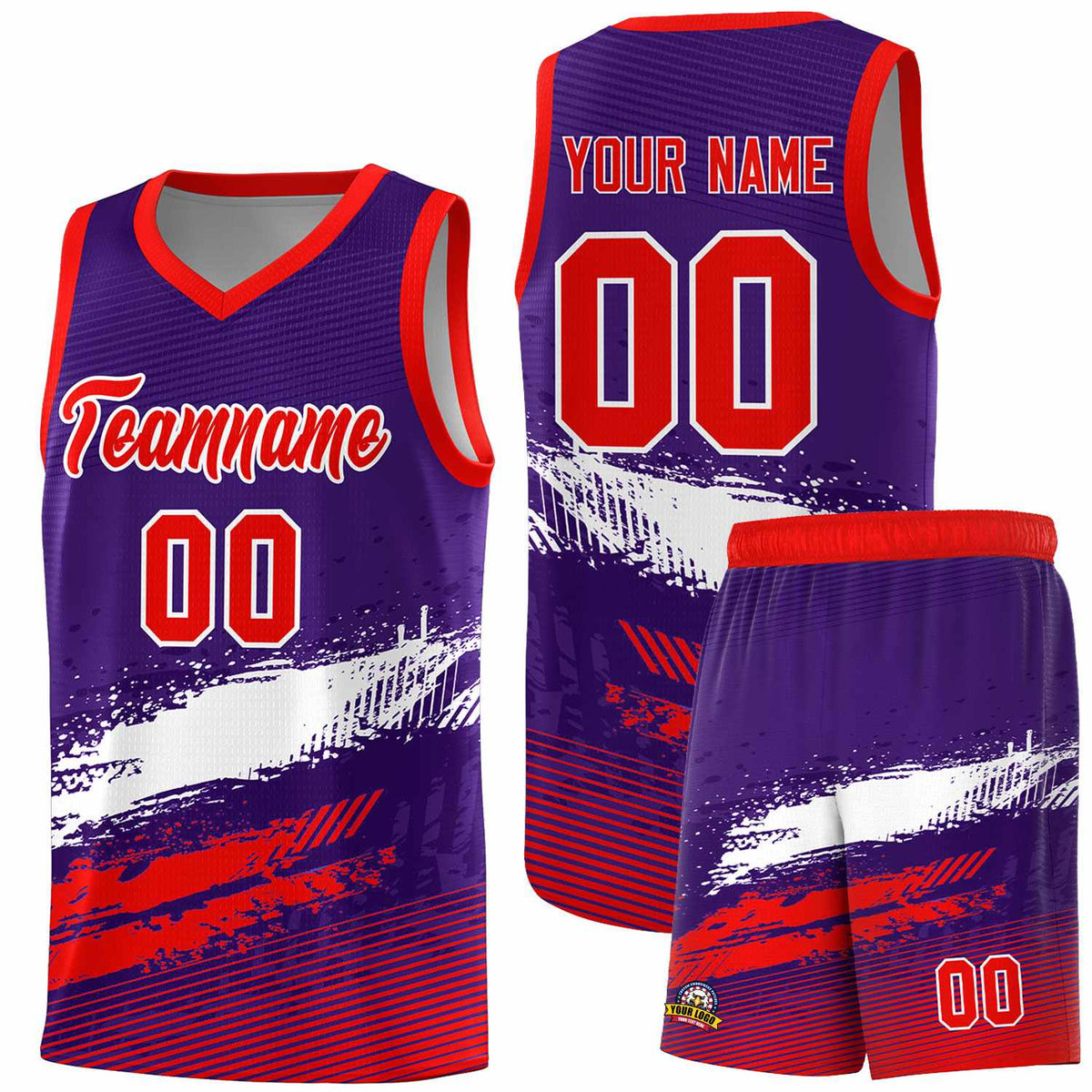 Custom Purple White and Red Graffiti Pattern Sports Uniform Basketball Jersey|KXKSHOP