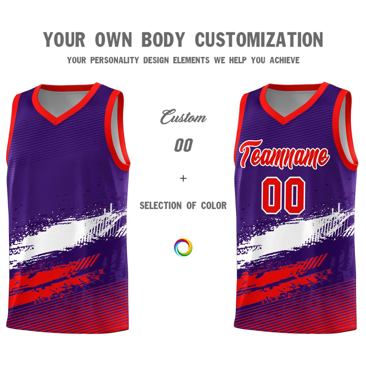 Custom Purple White and Red Graffiti Pattern Sports Uniform Basketball Jersey|KXKSHOP
