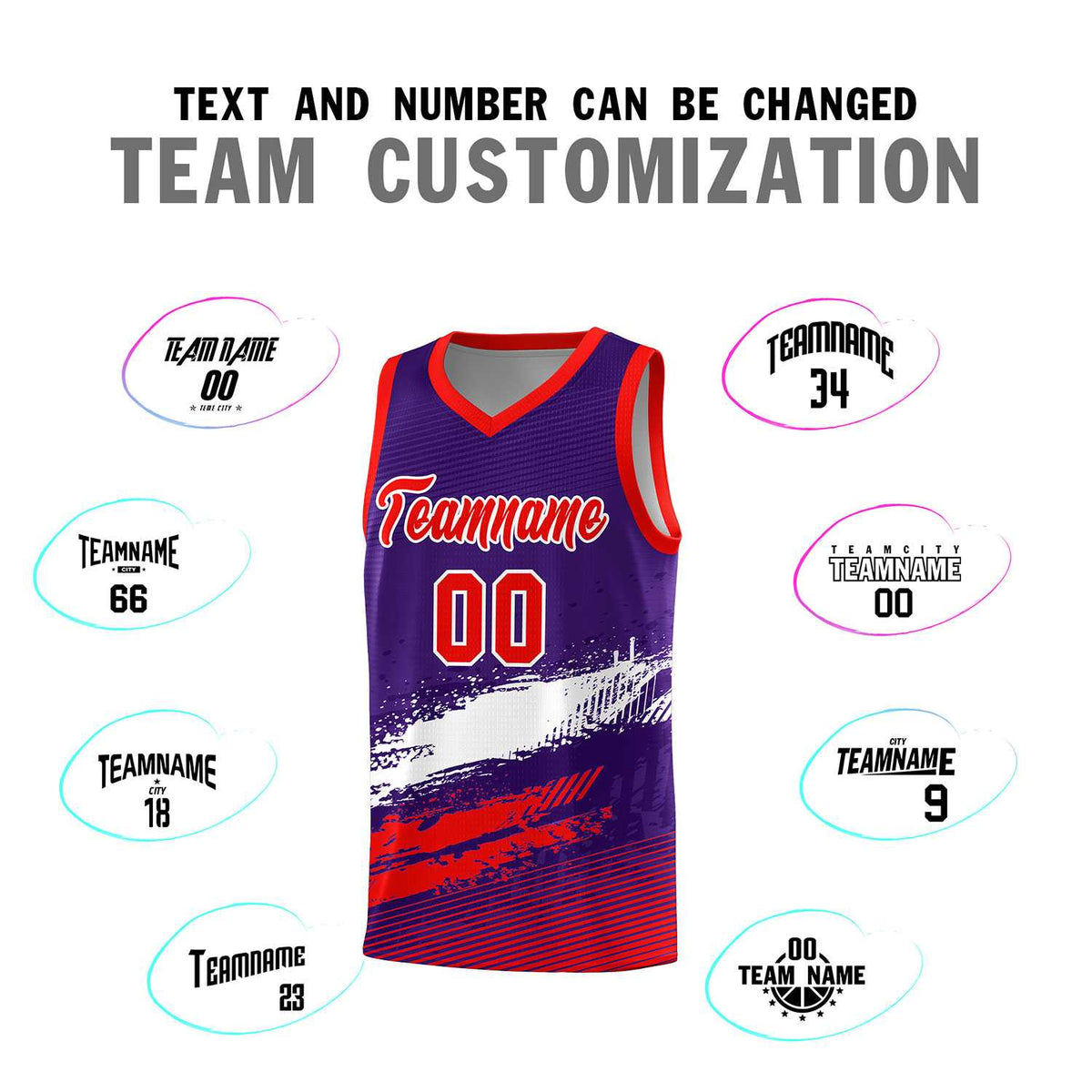 Custom Purple White and Red Graffiti Pattern Sports Uniform Basketball Jersey|KXKSHOP