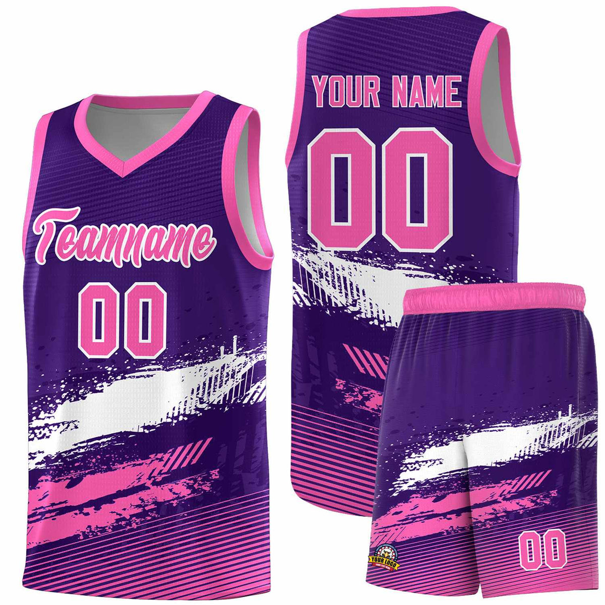Custom Purple White and Pink Graffiti Pattern Sports Uniform Basketball Jersey|KXKSHOP