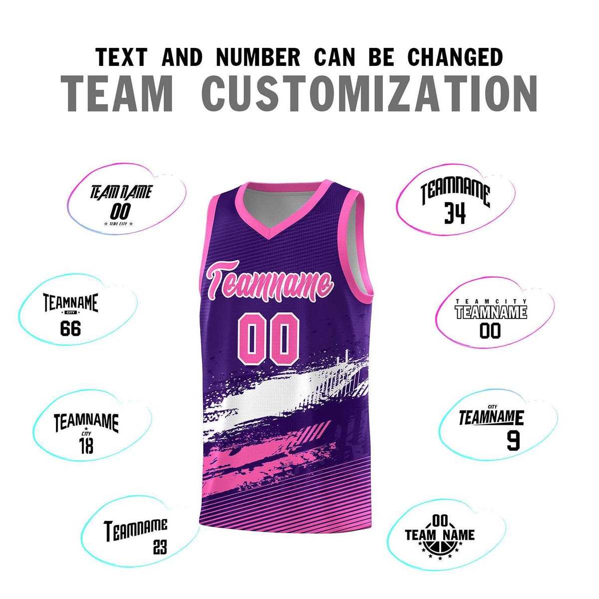 Custom Purple White and Pink Graffiti Pattern Sports Uniform Basketball Jersey|KXKSHOP