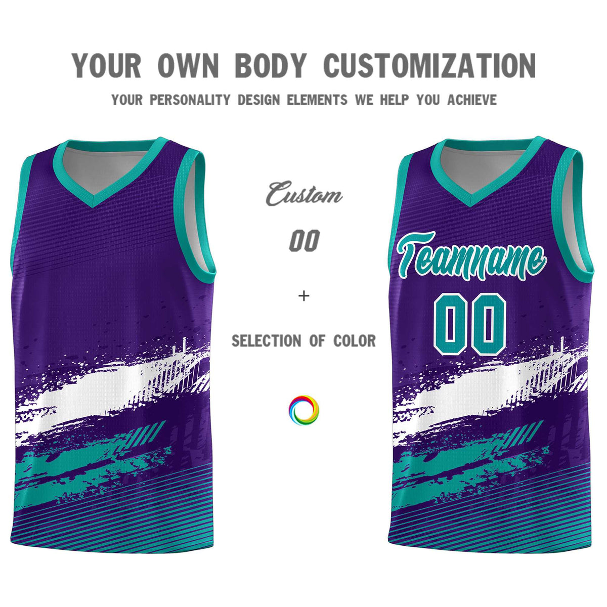 Custom Purple White and Aqua Graffiti Pattern Sports Uniform Basketball Jersey|KXKSHOP
