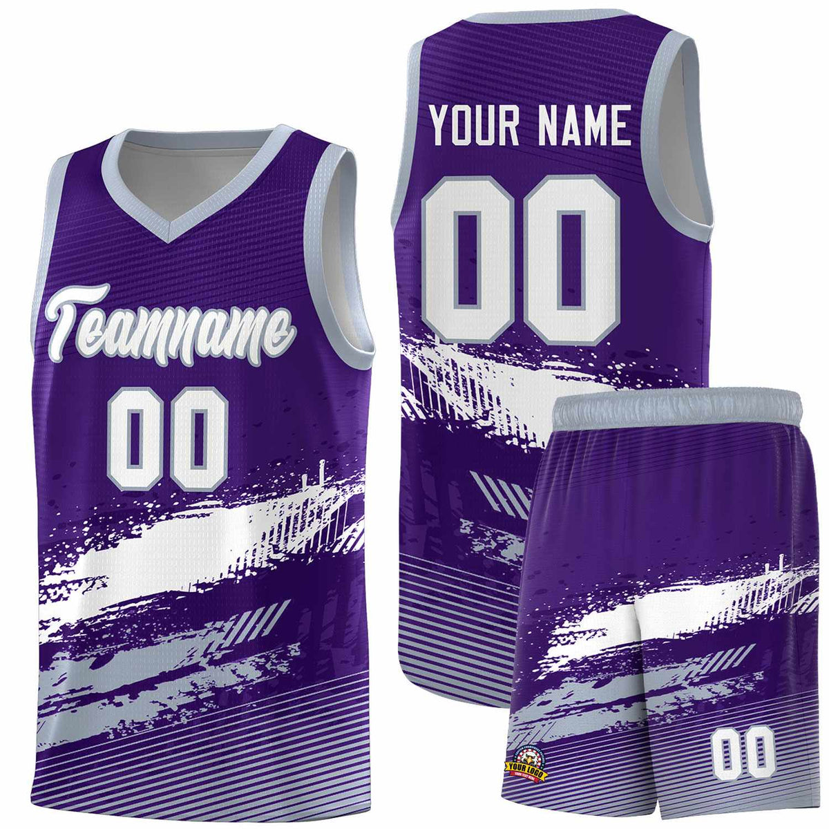 Custom Purple White and Gray Graffiti Pattern Sports Uniform Basketball Jersey|KXKSHOP