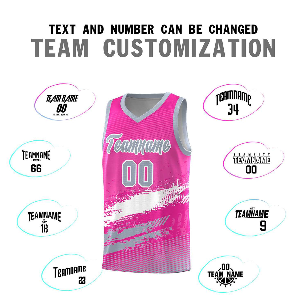 Custom Pink White and Gray Graffiti Pattern Sports Uniform Basketball Jersey|KXKSHOP