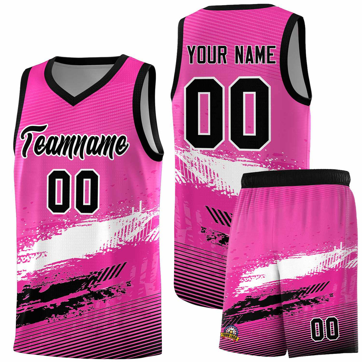 Custom Pink White and Black Graffiti Pattern Sports Uniform Basketball Jersey|KXKSHOP