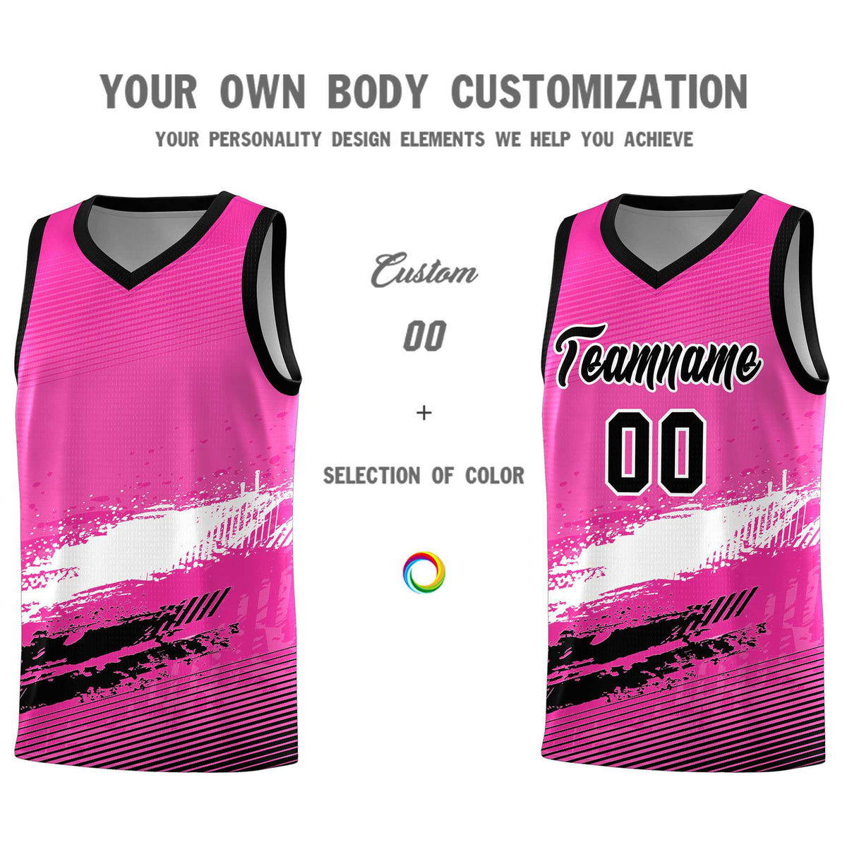 Custom Pink White and Black Graffiti Pattern Sports Uniform Basketball Jersey|KXKSHOP