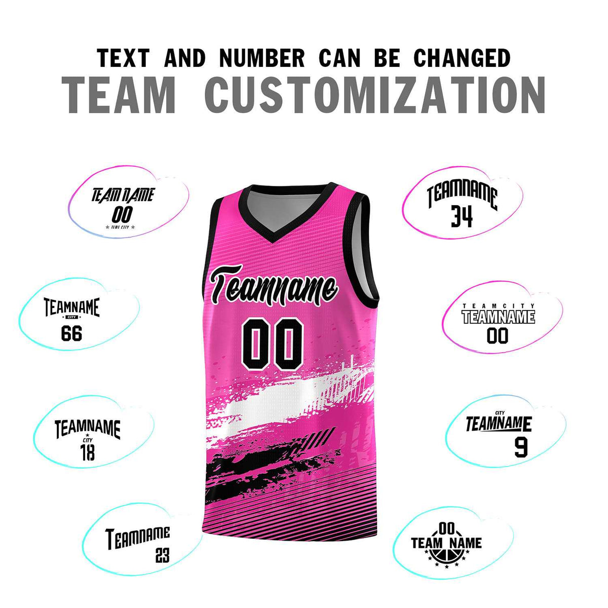 Custom Pink White and Black Graffiti Pattern Sports Uniform Basketball Jersey|KXKSHOP