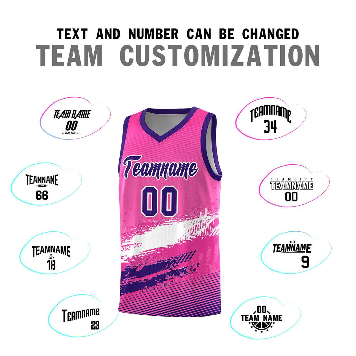 Custom Pink White and Purple Graffiti Pattern Sports Uniform Basketball Jersey|KXKSHOP