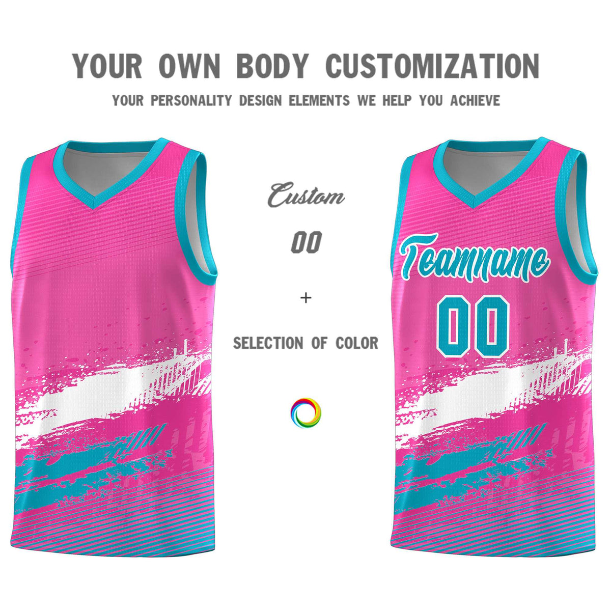 Custom Pink White and Sky Blue Graffiti Pattern Sports Uniform Basketball Jersey|KXKSHOP