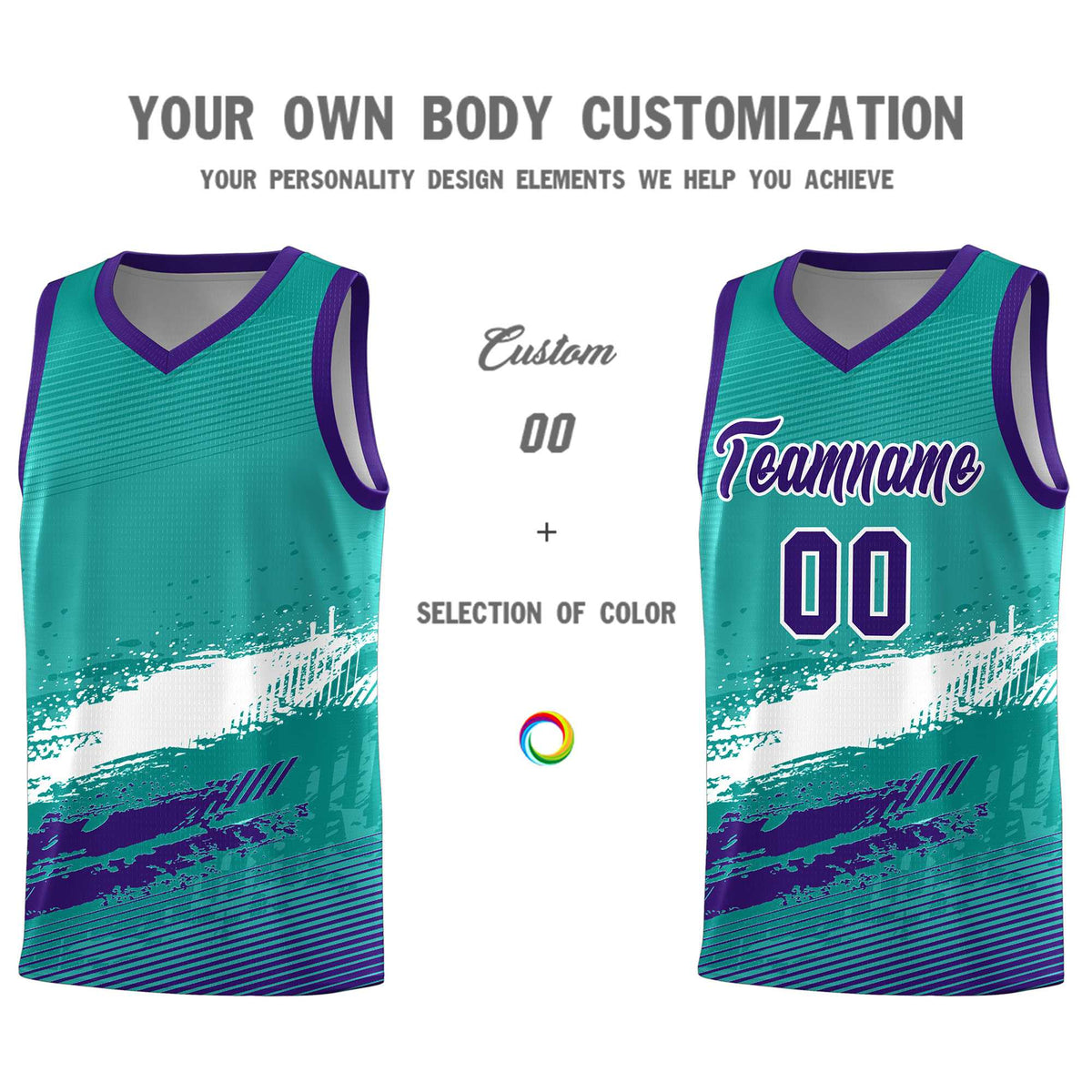 Custom Aqua White and Purple Graffiti Pattern Sports Uniform Basketball Jersey|KXKSHOP