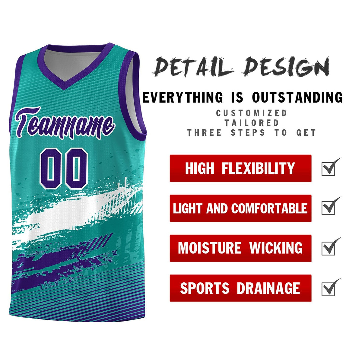 Custom Aqua White and Purple Graffiti Pattern Sports Uniform Basketball Jersey|KXKSHOP