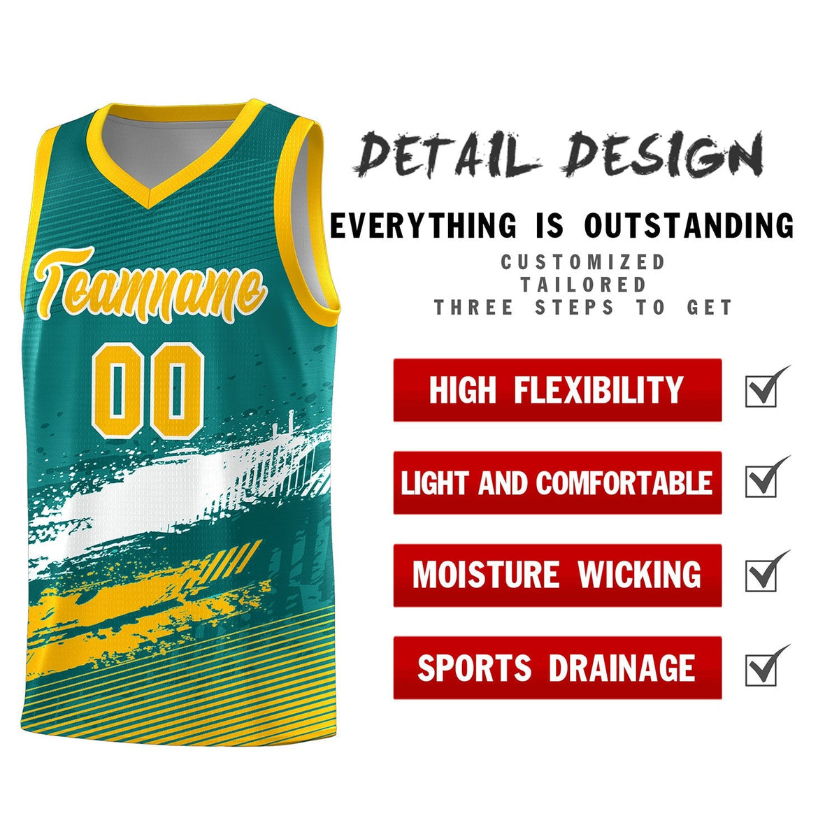 Custom Aqua White and Yellow Graffiti Pattern Sports Uniform Basketball Jersey|KXKSHOP