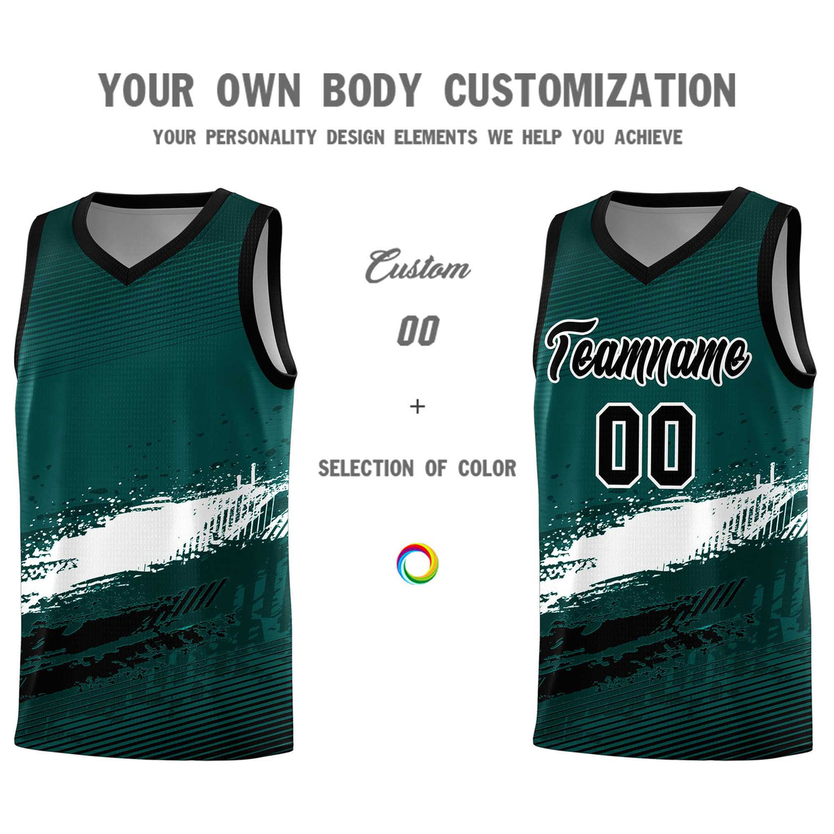 Custom Midnight Green White and Black Graffiti Pattern Sports Uniform Basketball Jersey|KXKSHOP