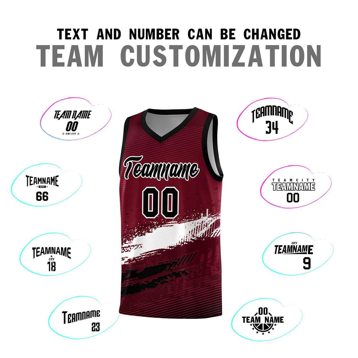 Custom Crimson White and Black Graffiti Pattern Sports Uniform Basketball Jersey|KXKSHOP