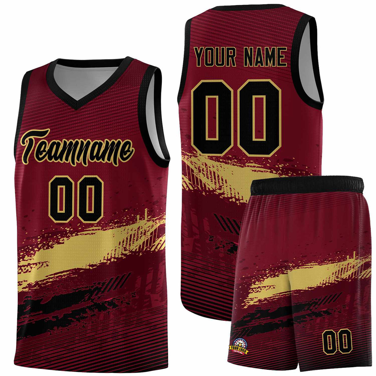 Custom Crimson Khaki and Black Graffiti Pattern Sports Uniform Basketball Jersey|KXKSHOP