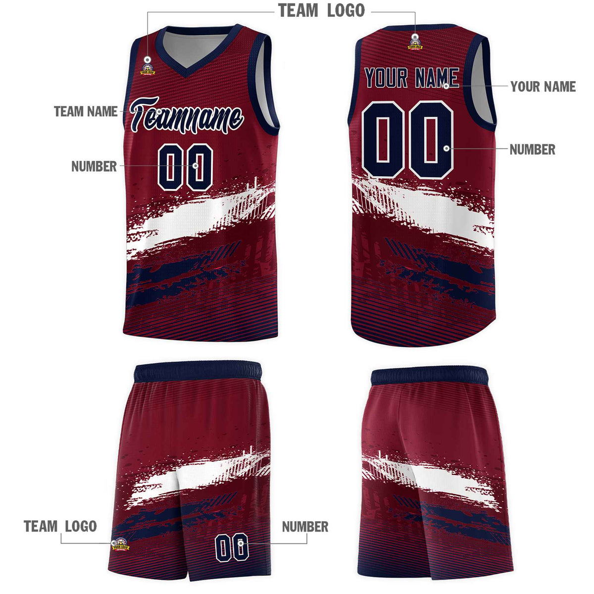 Custom Crimson White and Navy Graffiti Pattern Sports Uniform Basketball Jersey|KXKSHOP