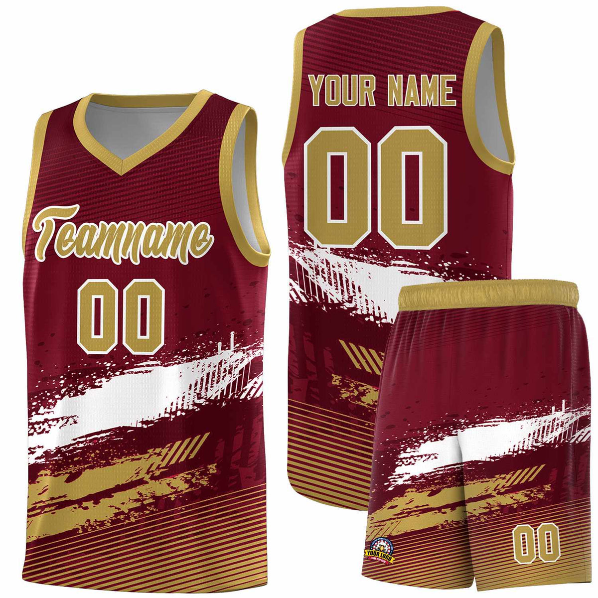 Custom Crimson White and Khaki Graffiti Pattern Sports Uniform Basketball Jersey|KXKSHOP